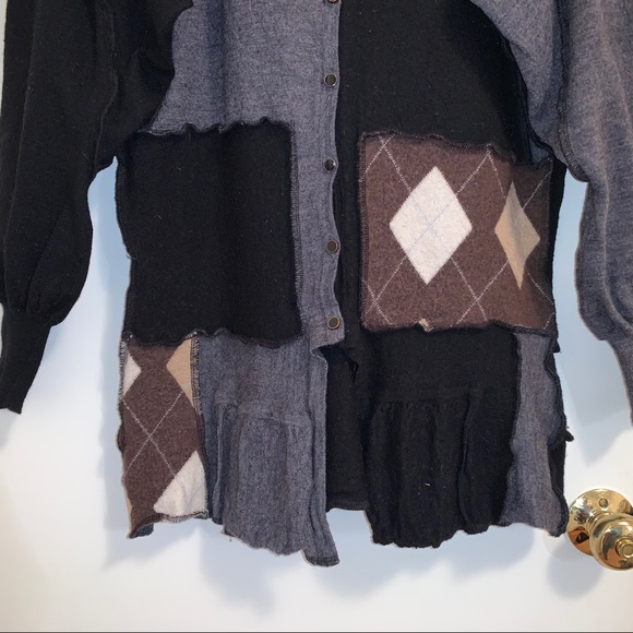 Upcycled wool cardigan tunic sweater boho katwise - Picture 8 of 12